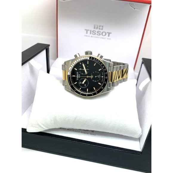 Tissot Men’s Watch Swiss Quartz Chronograph Black Dial Two Tone T1494172205100 - Picture 3 of 15